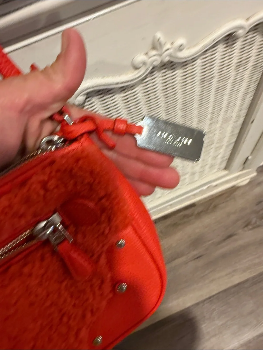 Coach Red Shearling & Leather Crossbody Bag